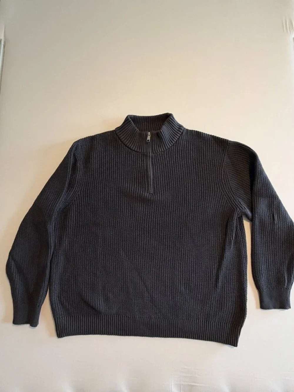 OLD NAVY Cotton Knit Sweater Zip Charcoal Gray XL